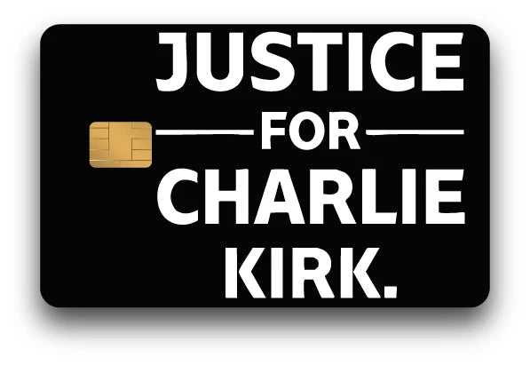 "Justice for Charlie Kirk" Black Credit Card Skin (2-Pack) | Made in USA Print on Demand