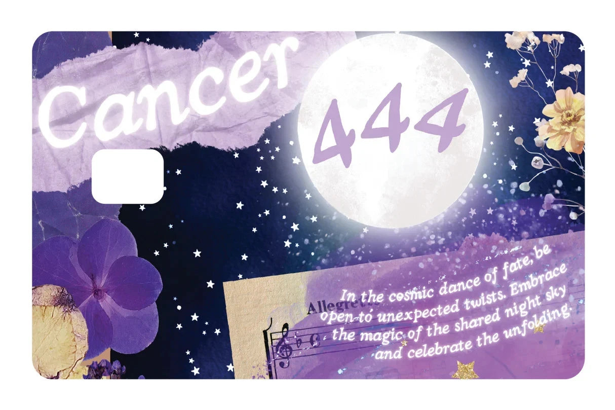 Cancer Angel Number 444 Zodiac Full Moon Aesthetic Credit Card Skin (4-Pack) | Made in USA Print on Demand