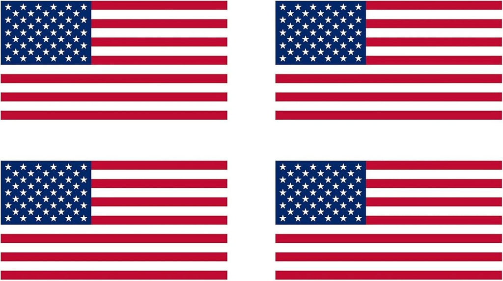 American Flag  4" Wide USA Patriotic for Car, Bumper Decal (4-Pack) | Made in USA Print on Demand