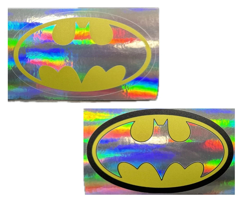 Holographic Yellow Bat Logo (4" 30") DC Inspired Comic Fan Art Decal (2-Pack) | Made in USA Print on Demand