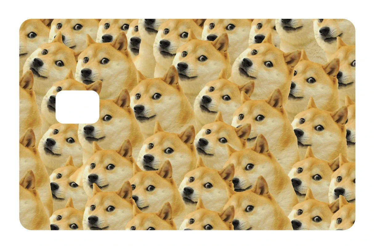 Doge Meme Shiba Inu Funny Crypto Wow Pattern Set Credit Card Skin (4-Pack) | Made in USA Print on Demand