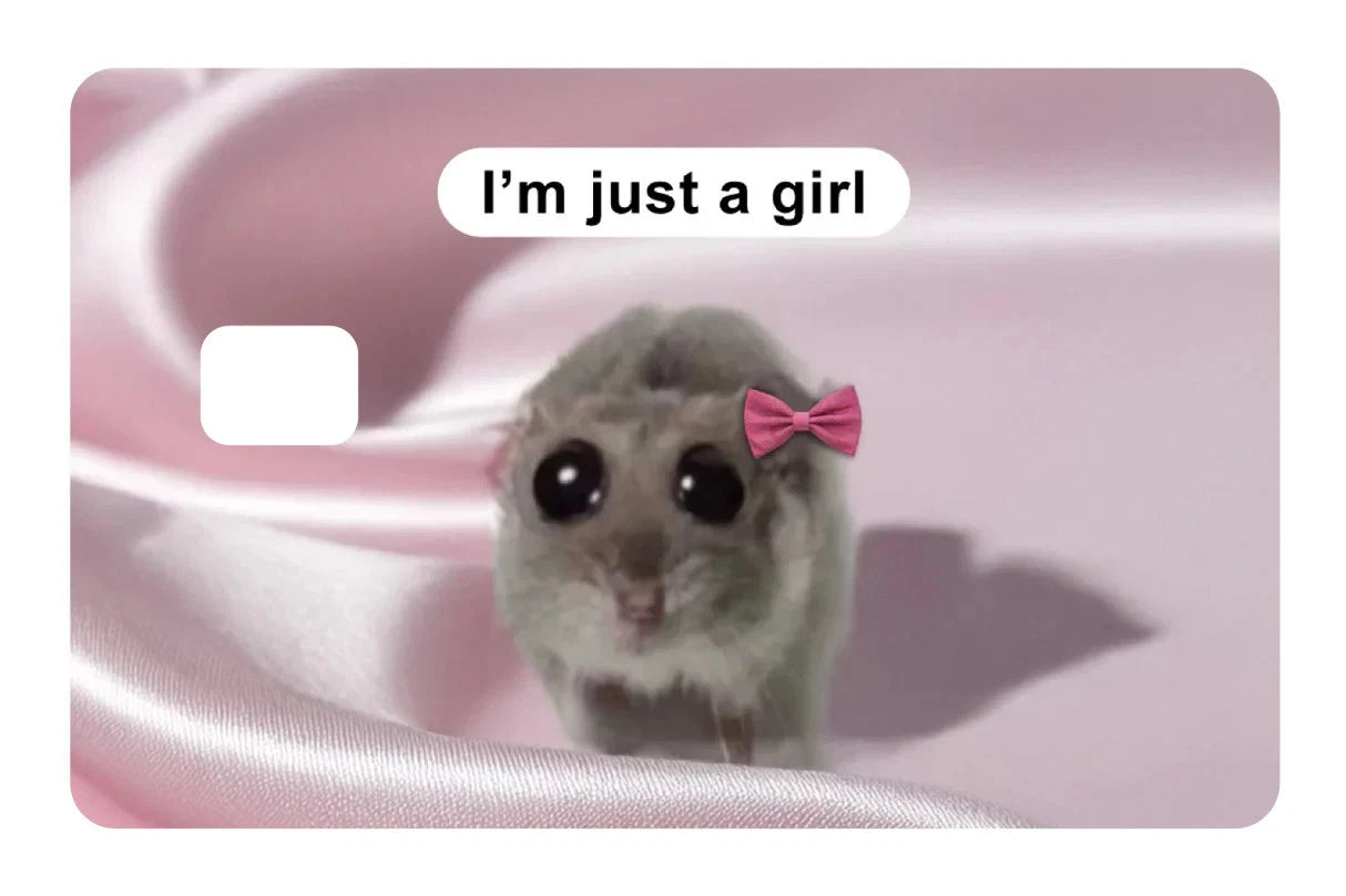 I'm Just a Girl Hamster Meme Funny Viral Pink Coquette Aestheti Credit Card Skin (4-Pack) | Made in USA Print on Demand