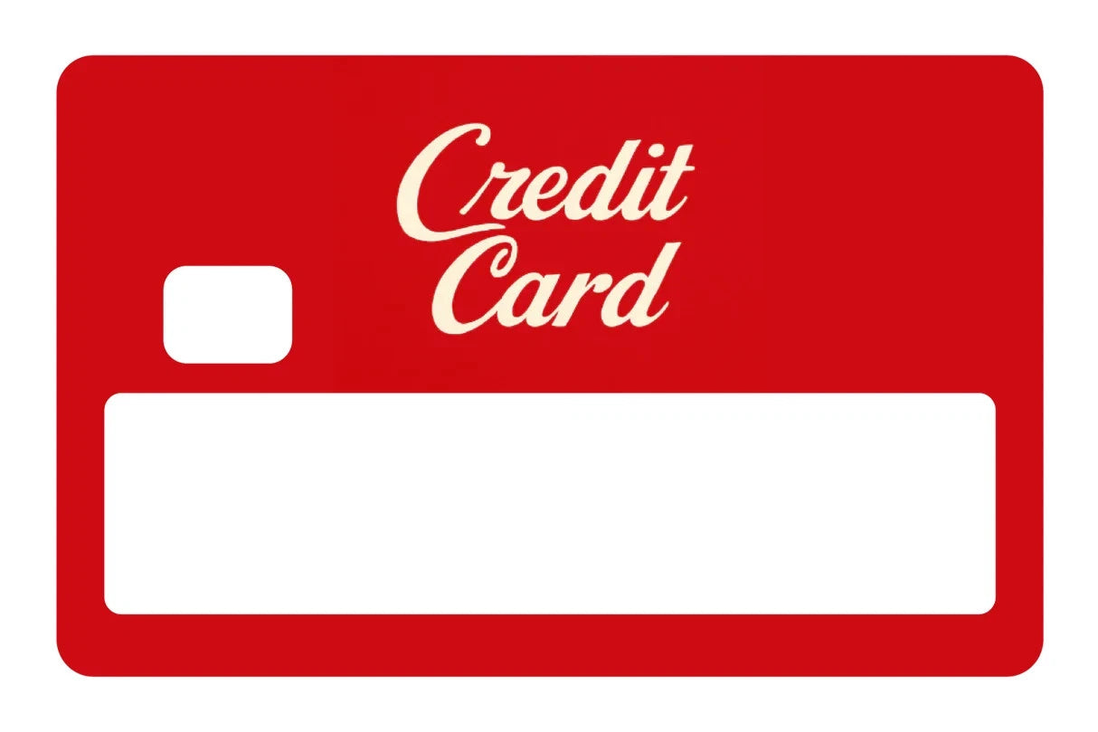 Classic Credit Card Red Retro Script Font All Chip Cutouts Credit Card Skin (4-Pack) | Made in USA Print on Demand