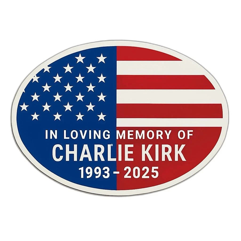 Charlie Kirk "In Loving Memory" TPUSA 3 Inch Oval Decal | Made in USA Print on Demand