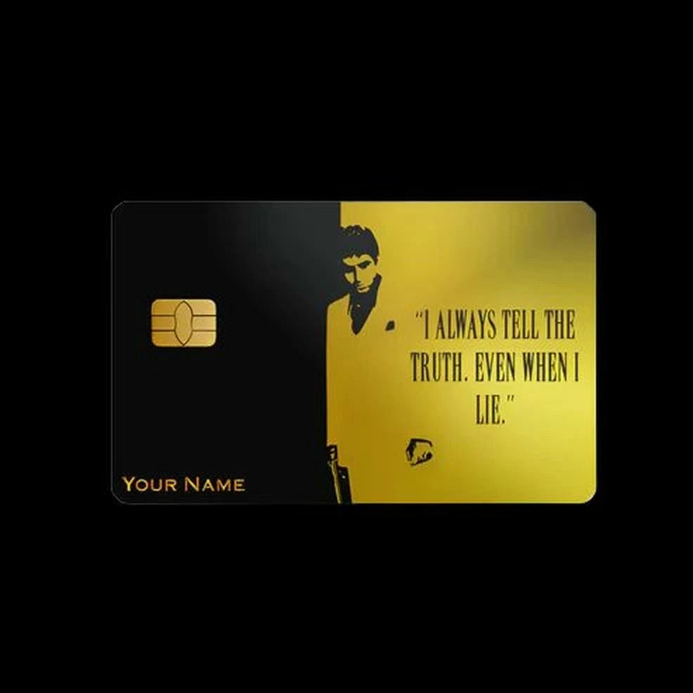 Custom Scarface Tony Montana  Personalized with Your Name Credit Card Skin (10-Pack) | Made in USA Print on Demand