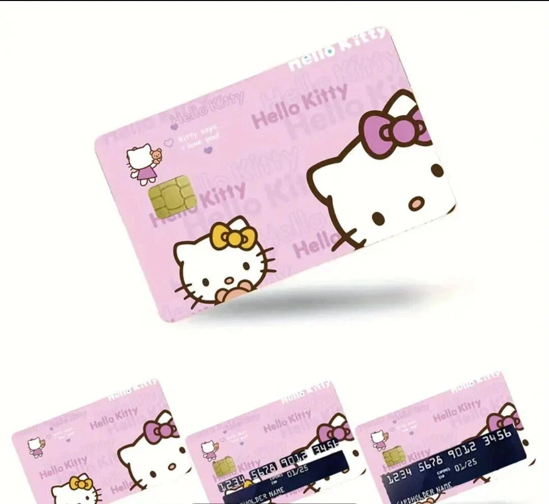 Cute Hello Kitty  Pink Kawaii Sanrio Credit Card Skin (4-Pack) | Made in USA Print on Demand