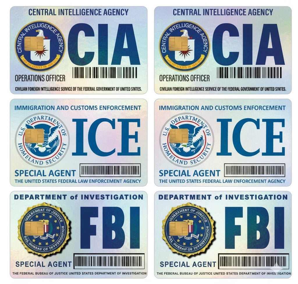 Holographic ICE CIA FBI Bundle Gag Gift Parody Vi Credit Card Skin (6-Pack) | Made in USA Print on Demand