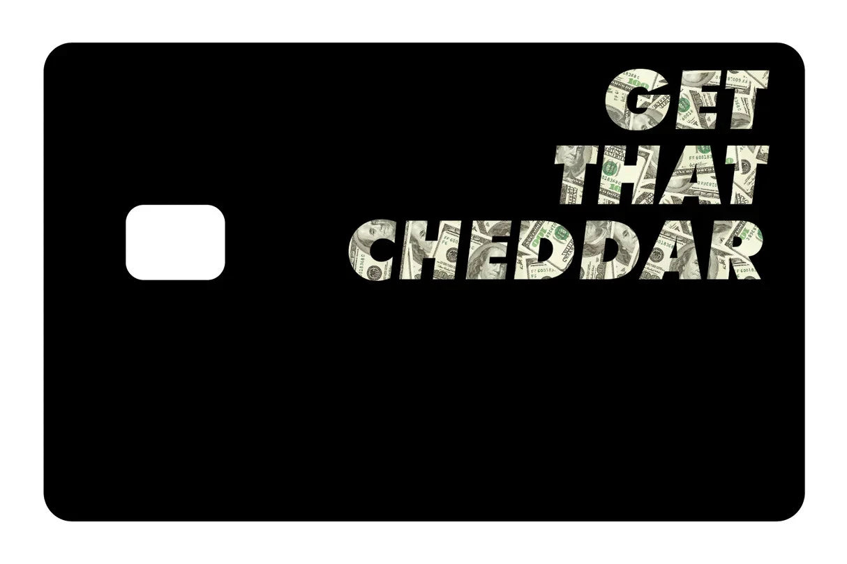 Get That Cheddar Money Hustle Dollar Bill Black Credit Card Skin (4-Pack) | Made in USA Print on Demand
