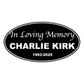 Charlie Kirk 4" "In Loving Memory" Black Oval Memorial Decal | Made in USA Print on Demand