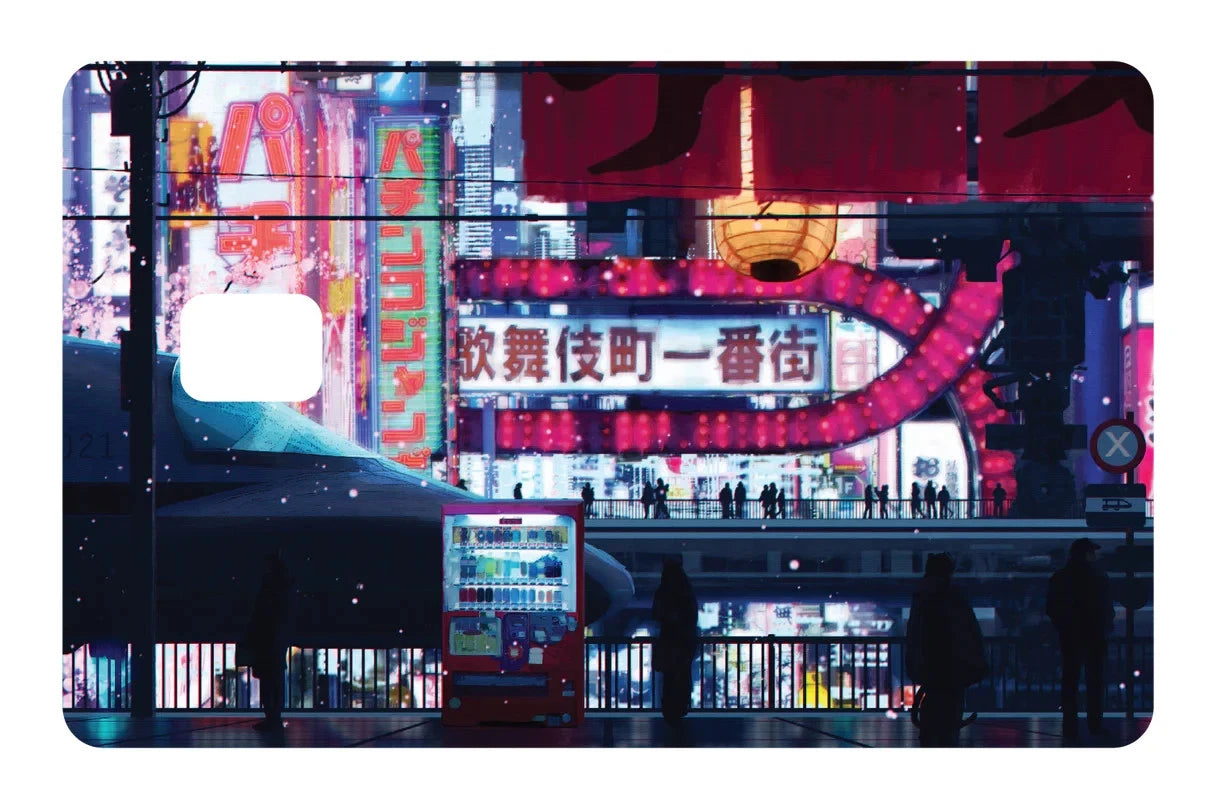 Cyberpunk Neon Streets Futuristic Sci Fi Urban Aesthetic Credit Card Skin (2-Pack) | Made in USA Print on Demand