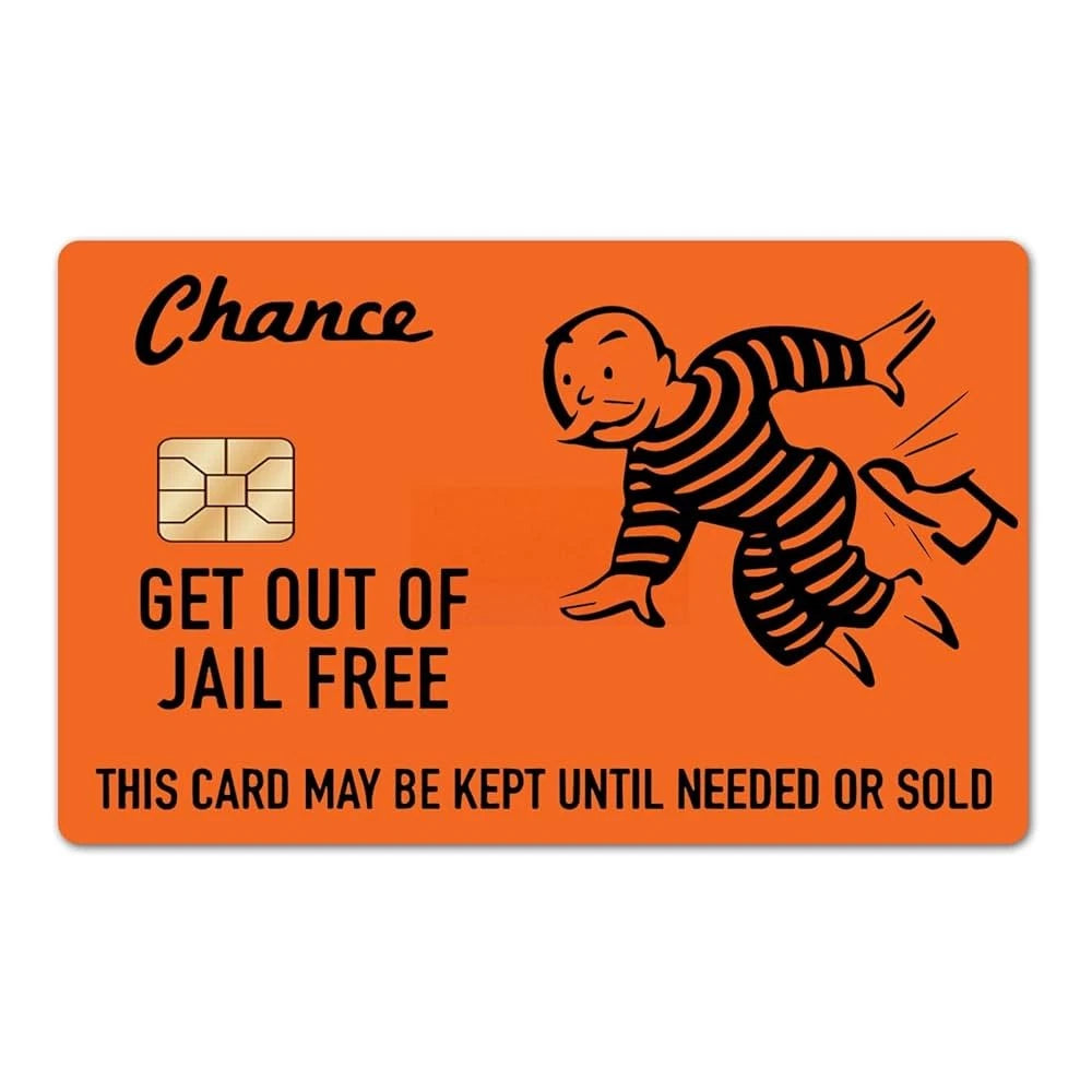 Get Out of Jail Free Skin Credit Card Skin (4-Pack) | Made in USA Print on Demand