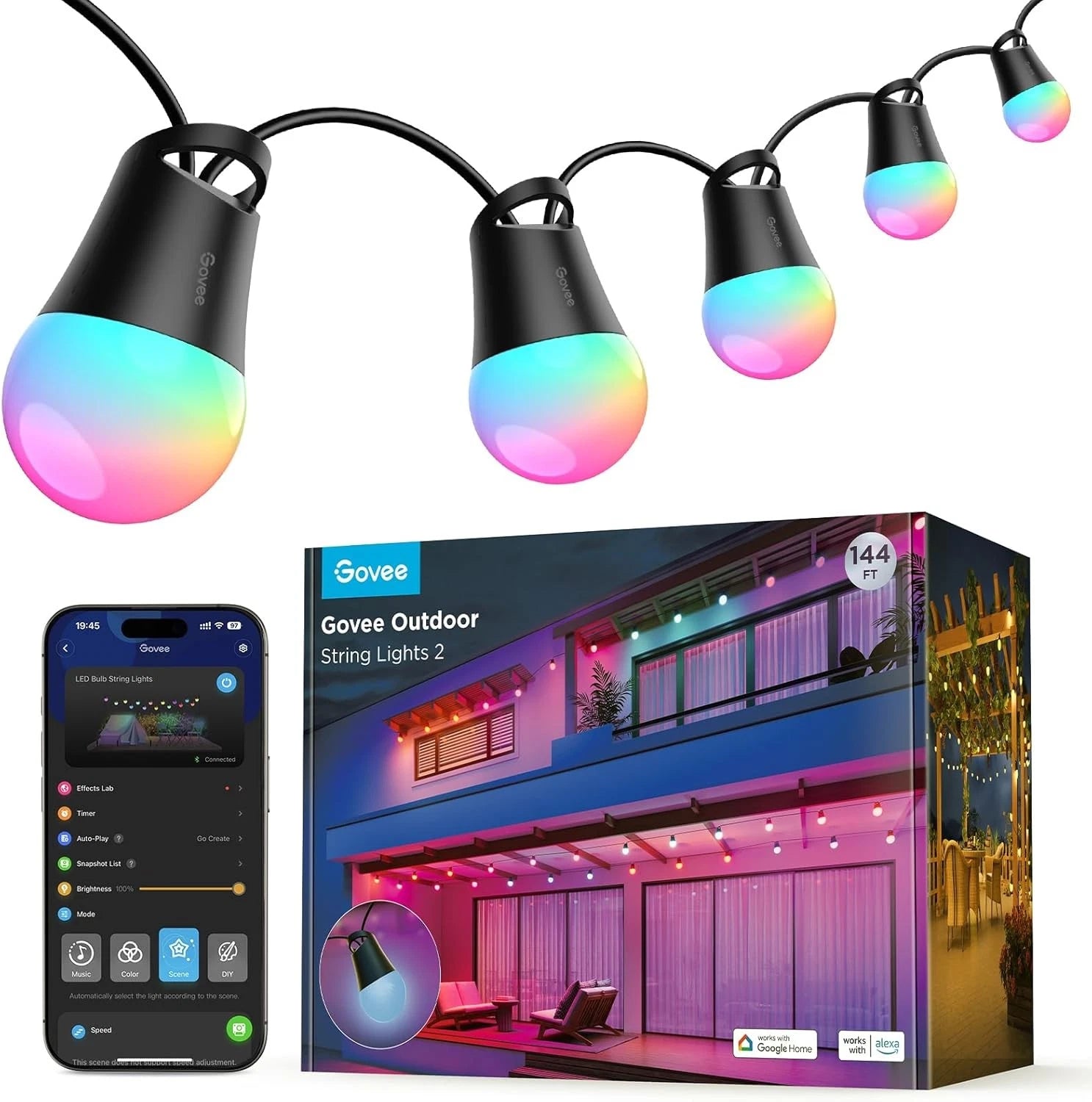 Govee Smart Outdoor String Lights 2, 144ft LED Dimmable Warm White Patio Cafe Bu Sticker | Made in USA Print on Demand
