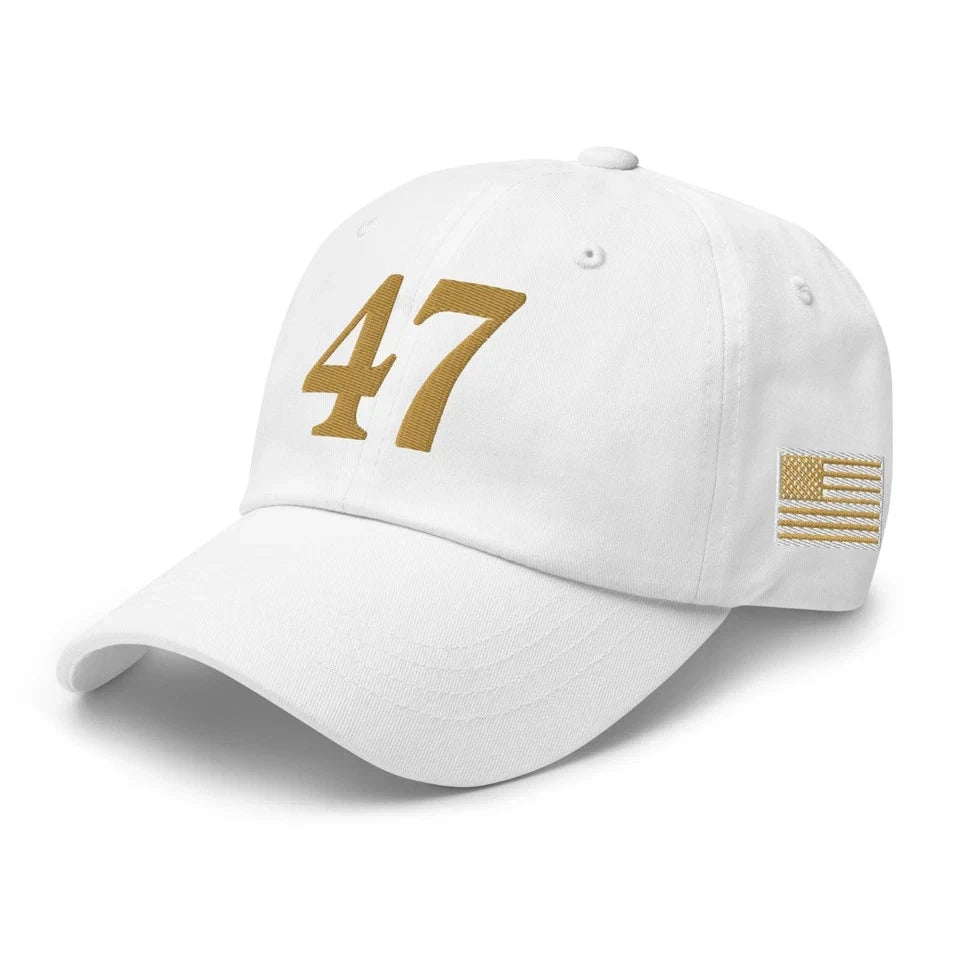 47 Hat Charlie Kirk Conservative Cap Trump Low Profile Hat Gold Printed Sticker (12-Pack) | Made in USA Print on Demand