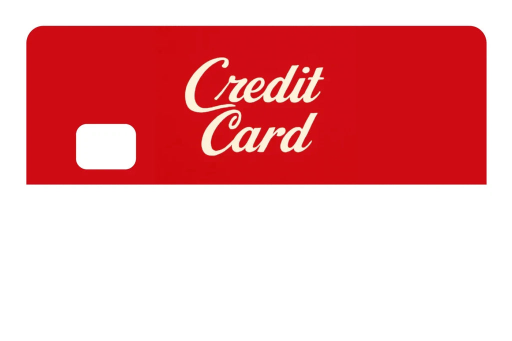 Classic Credit Card Red Retro Script Font All Chip Cutouts Credit Card Skin (4-Pack) | Made in USA Print on Demand