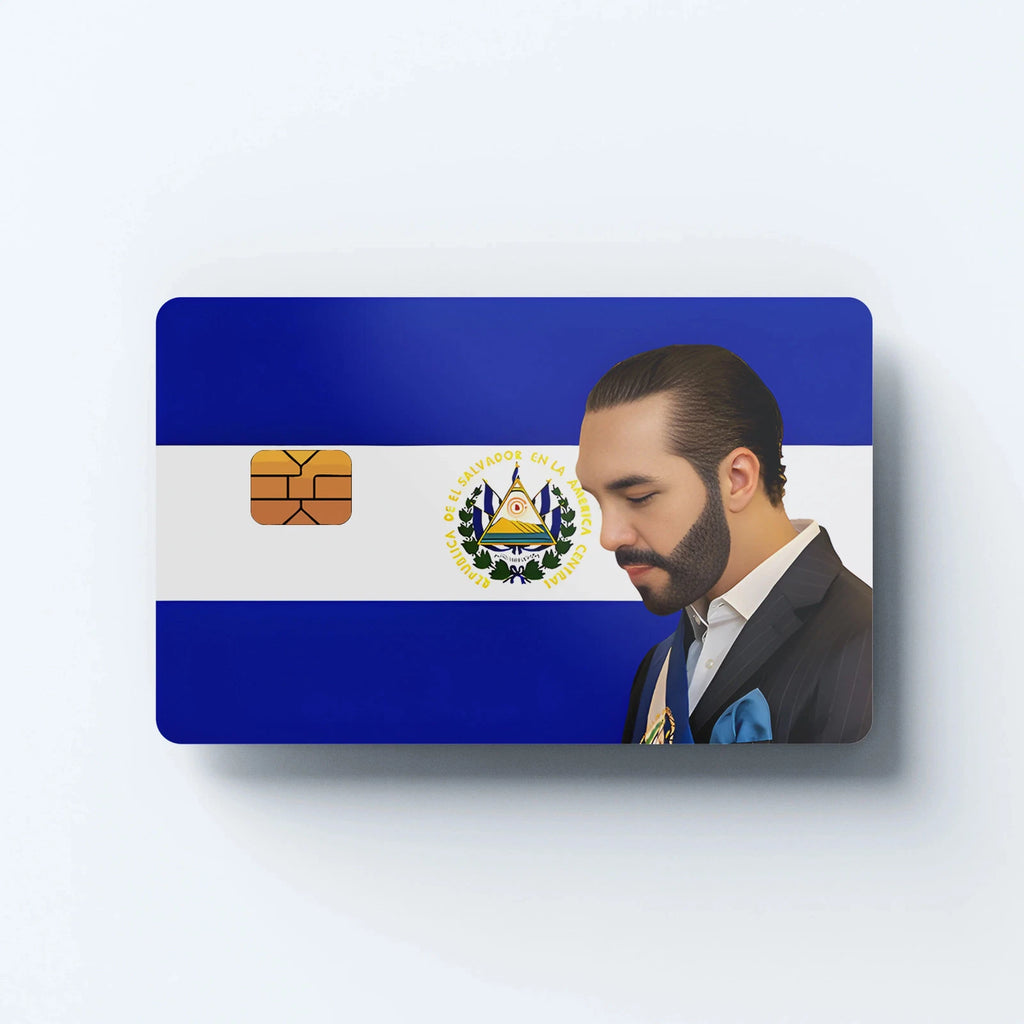El Salvador With Bukele Skin Card Credit Card Skin (2-Pack) | Made in USA Print on Demand