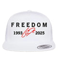 Charlie Kirk "Freedom" White Trucker Hat 1993 2025 Printed Memorial Cap Sticker | Made in USA Print on Demand