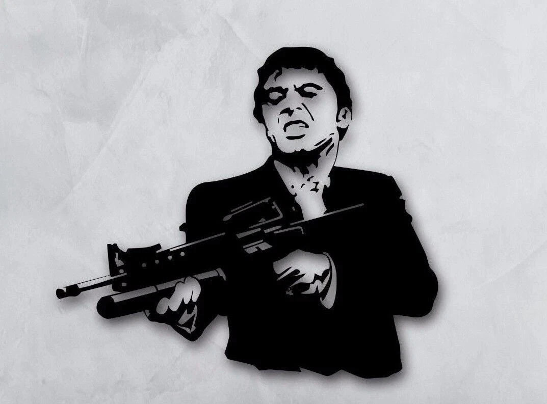 25" Tony Montana Scarface Wall Iconic Movie Art Easy Peel & S Decal | Made in USA Print on Demand
