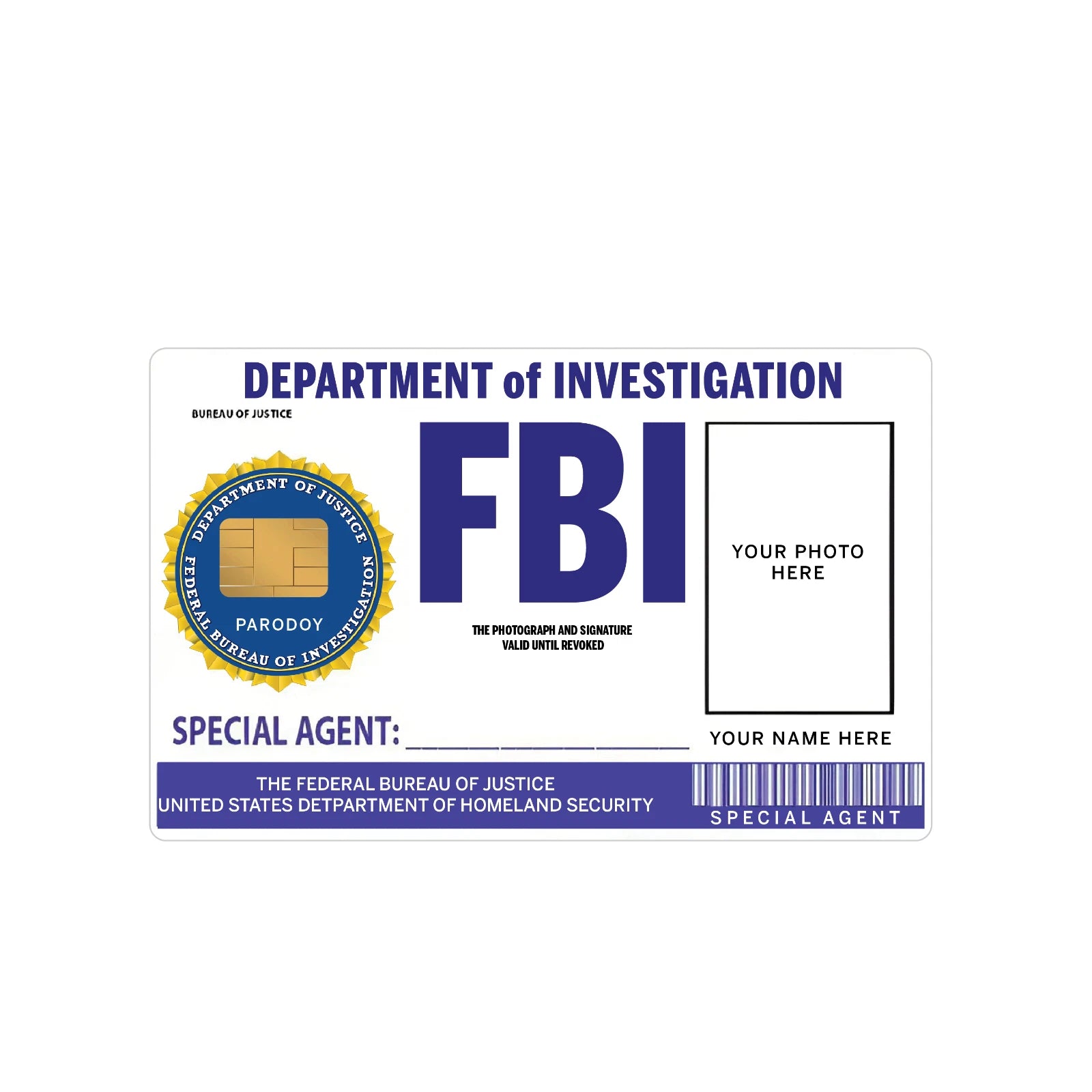 Custom FBI Agent ID  Personalized with Your Photo & Name Pro Credit Card Skin (2-Pack) | Made in USA Print on Demand