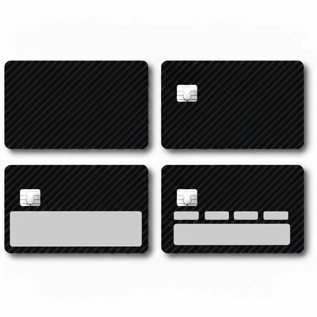 Carbon Fiber Black All Cuts Credit Card Skin (4-Pack) | Made in USA Print on Demand