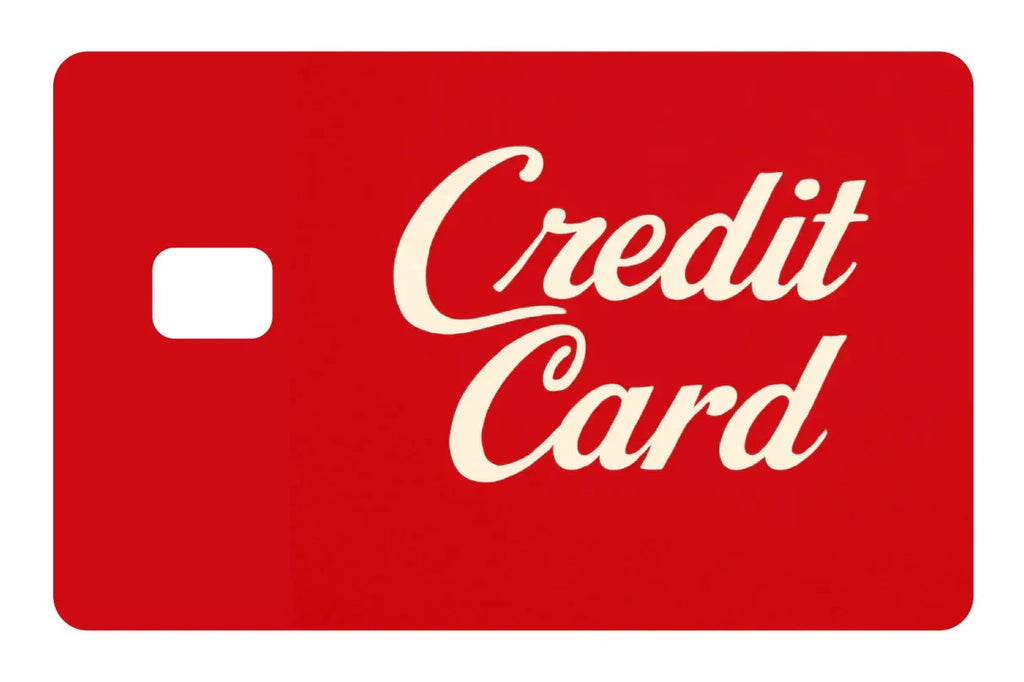 Classic Credit Card Red Retro Script Font All Chip Cutouts Credit Card Skin (4-Pack) | Made in USA Print on Demand