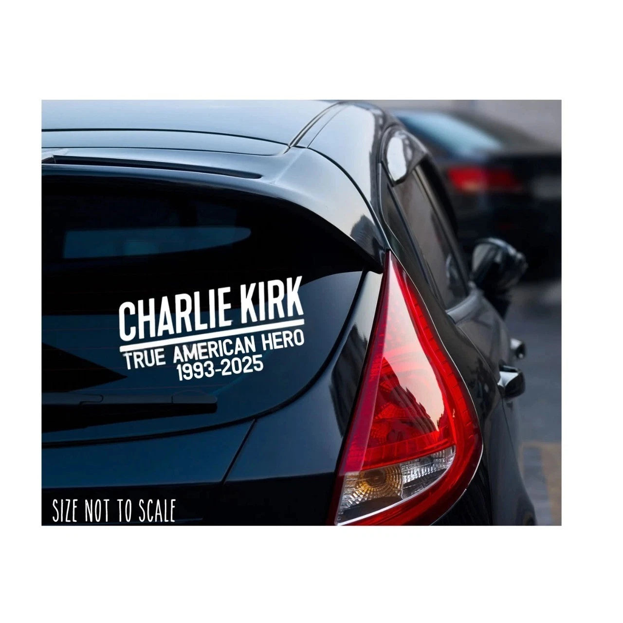 Charlie Kirk True American Hero 1993 2025 7" Car Bumper 2 pa Decal | Made in USA Print on Demand