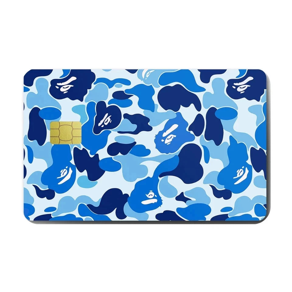 Blue Camo Streetwear Ape Camo Debit Wrap Credit Card Skin (4-Pack) | Made in USA Print on Demand
