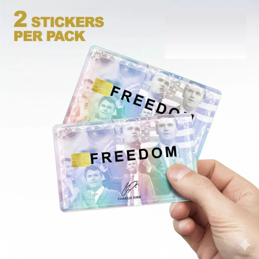 Holographic Charlie Kirk Freedom Collage Political Novelty Decal | Made in USA Print on Demand