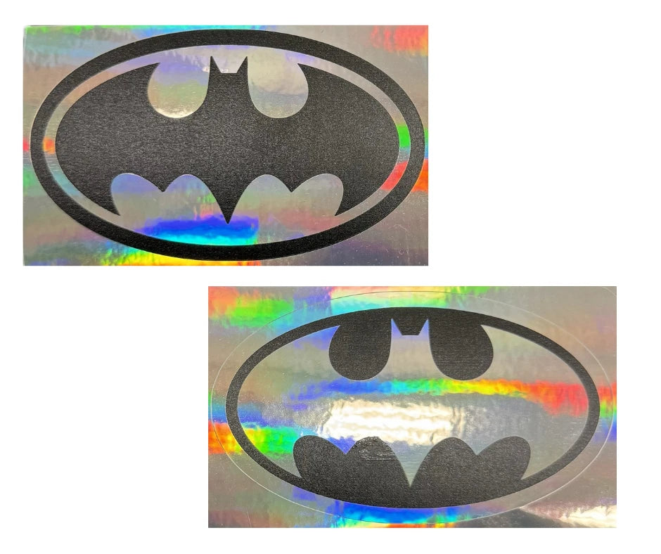 Holographic Black Bat Logo (4" 30") DC Superhero Fan Art Decal (2-Pack) | Made in USA Print on Demand