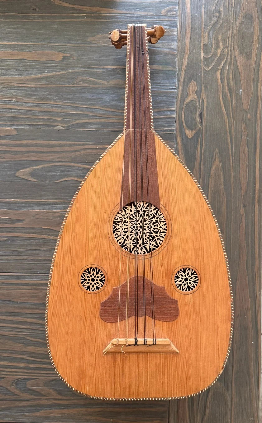 Handmade Striped Oud Lute Bowl Back Arabic Turkish String Instrument Musical Art Sticker | Made in USA Print on Demand