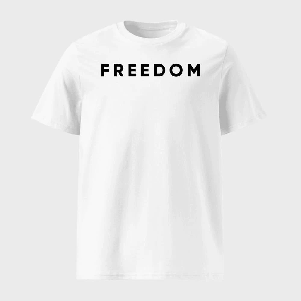 Charlie Kirk "Freedom" T Shirt White Turning Point USA S XXL Sticker | Made in USA Print on Demand