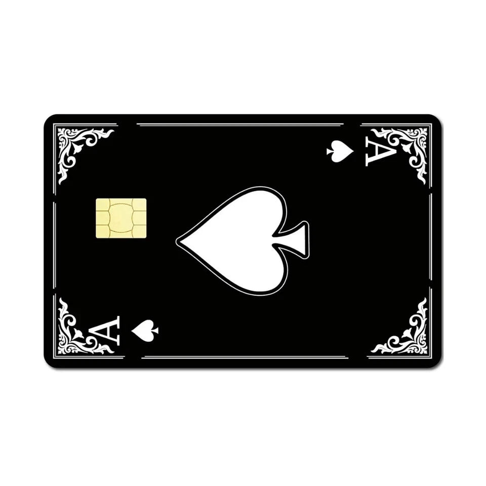 Ace of Spades Minimalist Playing Card Debit Credit Card Skin (4-Pack) | Made in USA Print on Demand