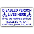 Disabled Person Lives Here Door Sign  6 Inch Sticker | Made in USA Print on Demand