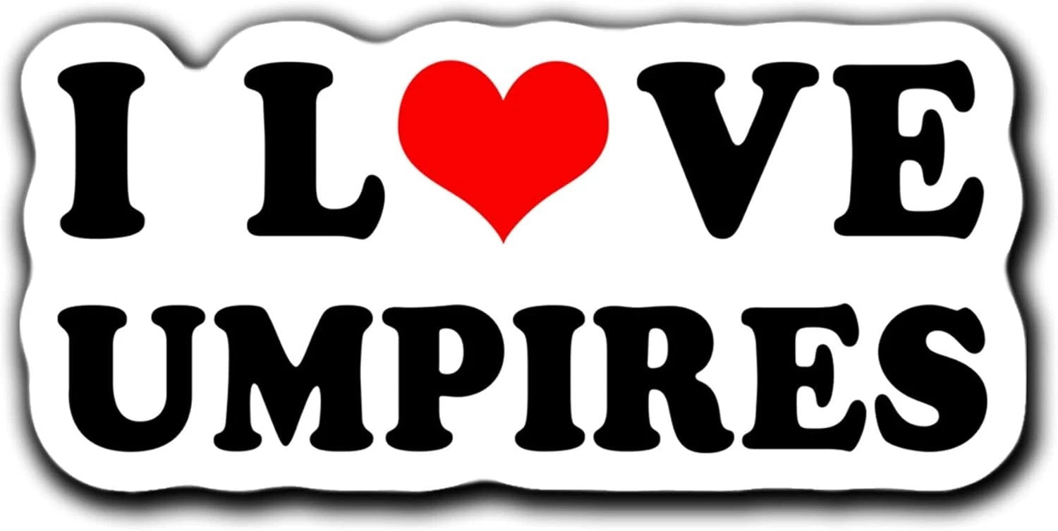 I Love Umpires for Baseball Softball Catcher's Mask, Helmet 3inch Sticker | Made in USA Print on Demand