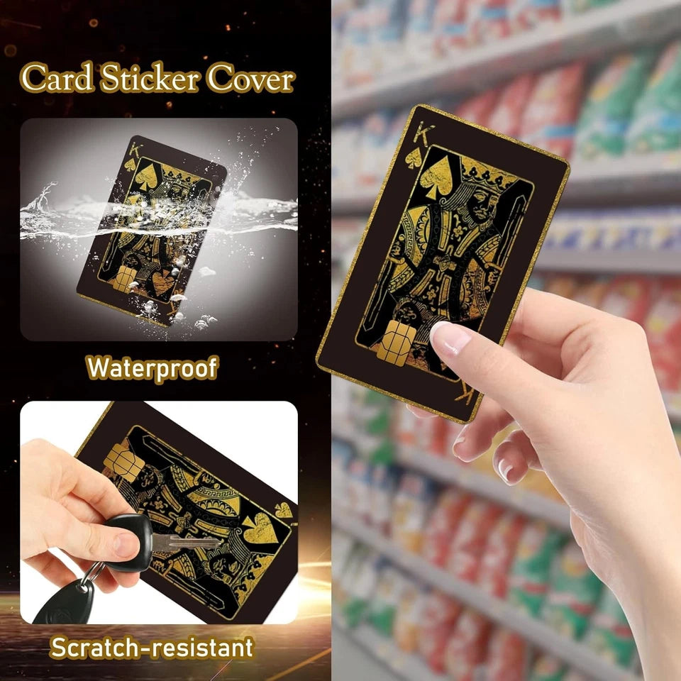 Gold Ace of Spades Poker King Queen Jack Chip Cutou Credit Card Skin (4-Pack) | Made in USA Print on Demand
