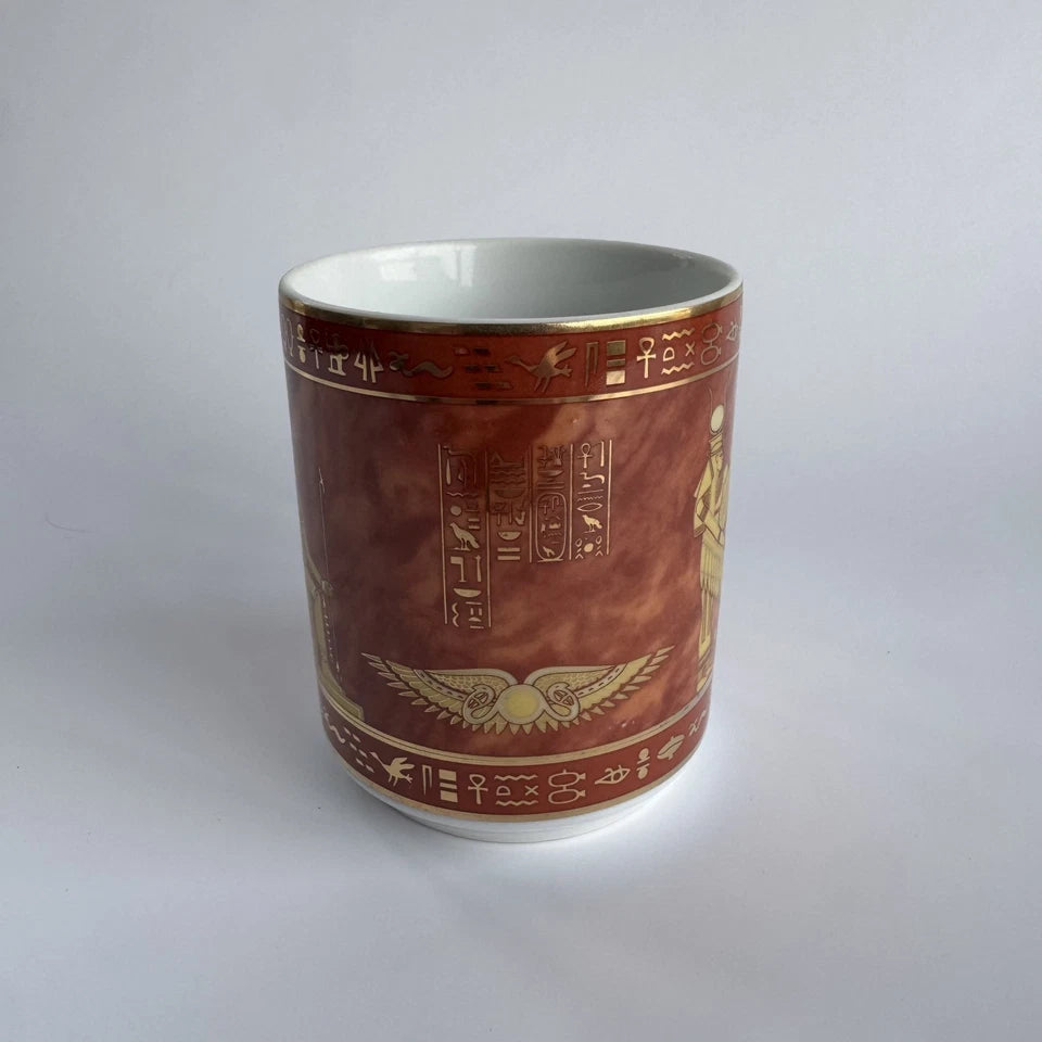 Egyptian Pharaoh God Red Gold Mug Cup Hieroglyphics Sarcophagus Collectible Sticker | Made in USA Print on Demand