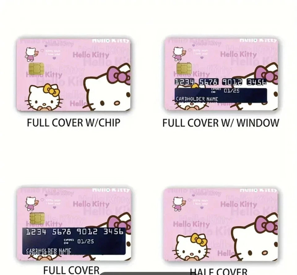 Cute Hello Kitty  Pink Kawaii Sanrio Credit Card Skin (4-Pack) | Made in USA Print on Demand