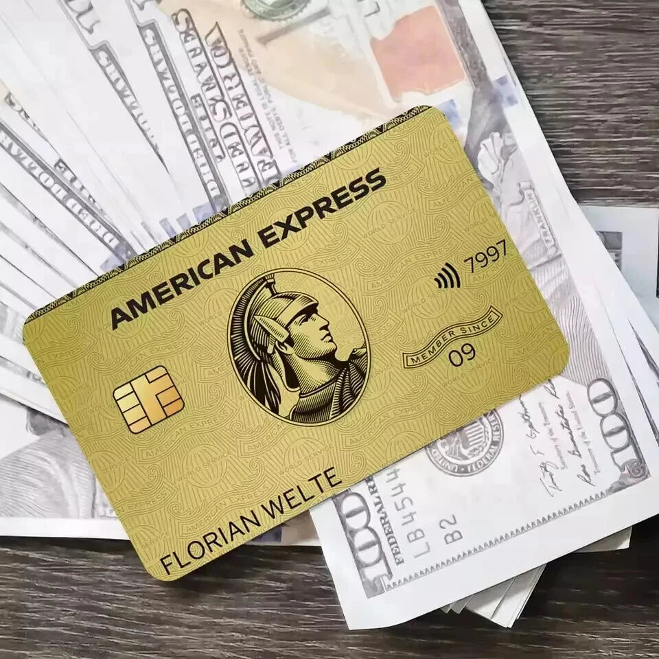Custom AMEX Personalized Name Gold, Platinum, Black Credit Card Skin (7-Pack) | Made in USA Print on Demand