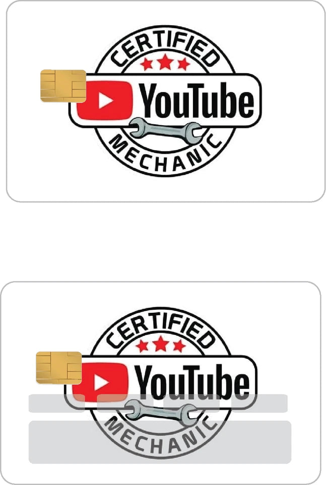 Certified YouTube Mechanic Video Platform Themed Credit Card Skin (4-Pack) | Made in USA Print on Demand