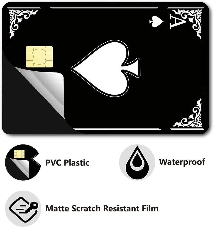 Ace of Spades Minimalist Playing Card Debit Credit Card Skin (4-Pack) | Made in USA Print on Demand