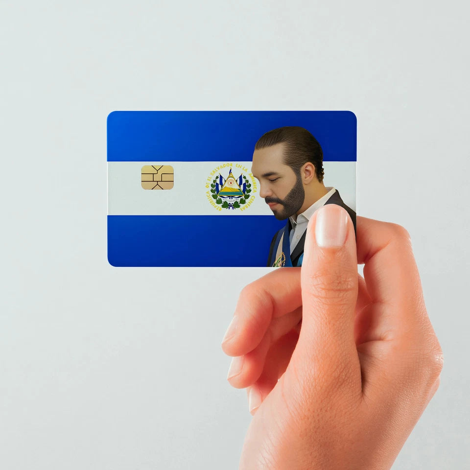El Salvador With Bukele Skin Card Credit Card Skin (2-Pack) | Made in USA Print on Demand