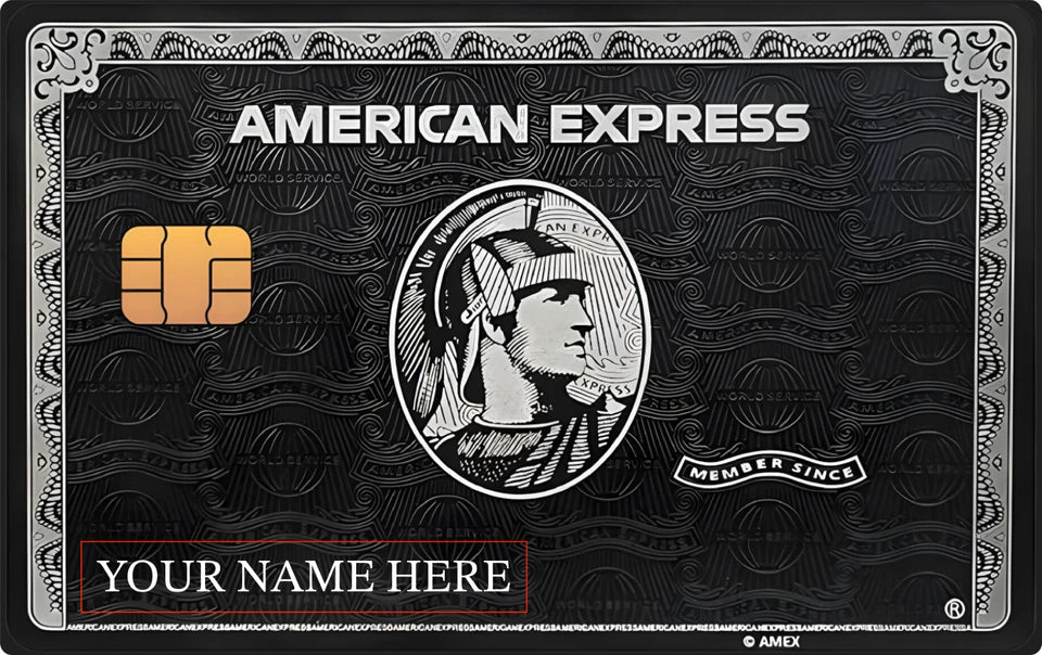 Custom AMEX Personalized Name Gold, Platinum, Black Credit Card Skin (7-Pack) | Made in USA Print on Demand