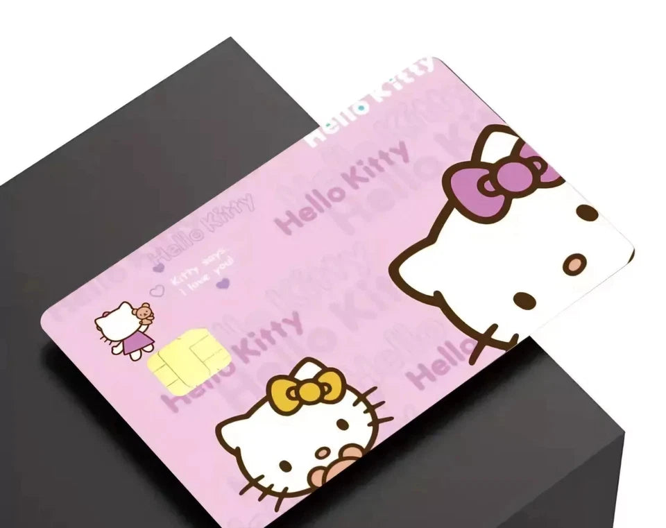 Cute Hello Kitty  Pink Kawaii Sanrio Credit Card Skin (4-Pack) | Made in USA Print on Demand