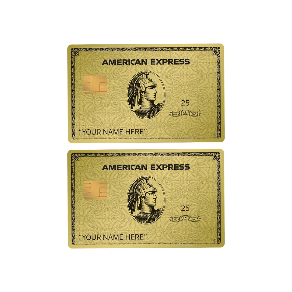Custom AMEX Gold  Personalized Name SMALL CHIP Credit Card Skin (2-Pack) | Made in USA Print on Demand
