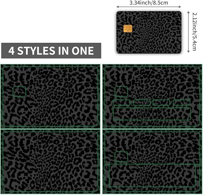 Black Leopard Print Dark Animal Print Fashion Credit Card Skin (4-Pack) | Made in USA Print on Demand