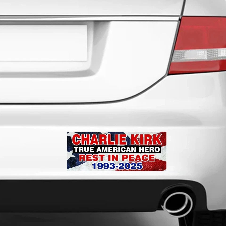 Charlie Kirk "True American Hero" TPUSA 7.5"x3" Decal | Made in USA Print on Demand