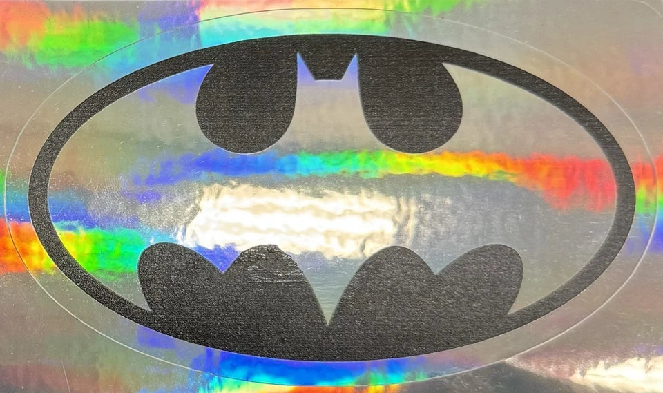 Holographic Black Bat Logo (4" 30") DC Superhero Fan Art Decal (2-Pack) | Made in USA Print on Demand