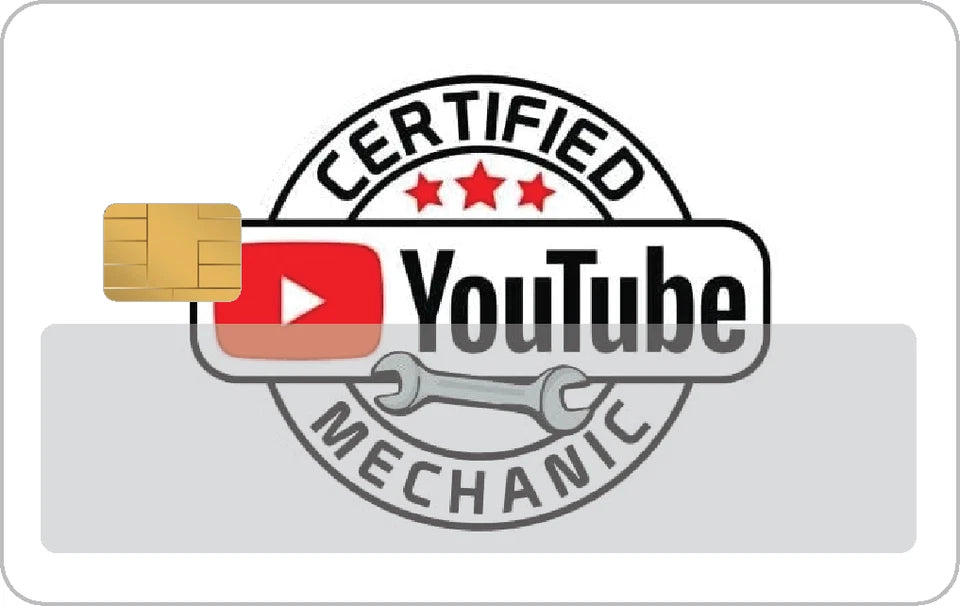 Certified YouTube Mechanic Video Platform Themed Credit Card Skin (4-Pack) | Made in USA Print on Demand