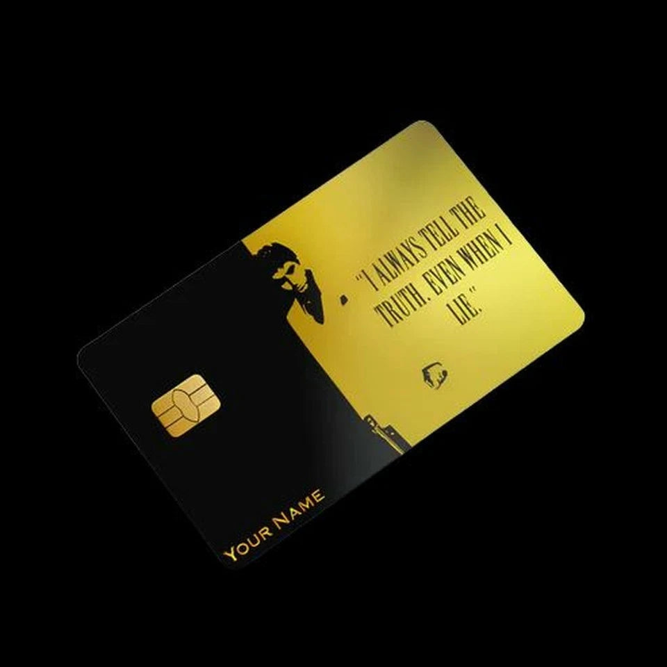 Custom Scarface Tony Montana  Personalized with Your Name Credit Card Skin (10-Pack) | Made in USA Print on Demand