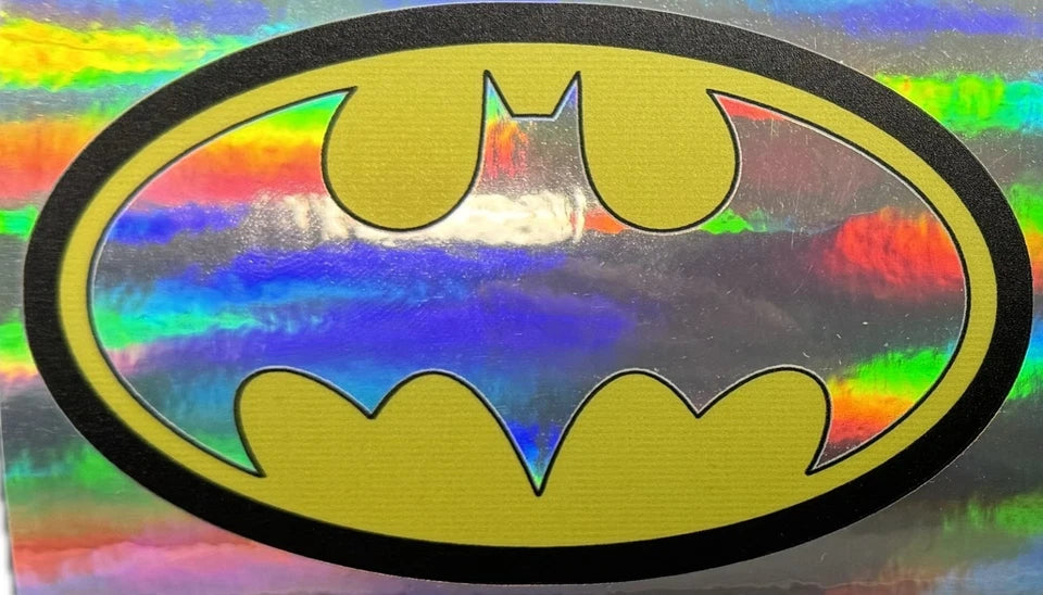 Holographic Yellow Bat Logo (4" 30") DC Inspired Comic Fan Art Decal (2-Pack) | Made in USA Print on Demand