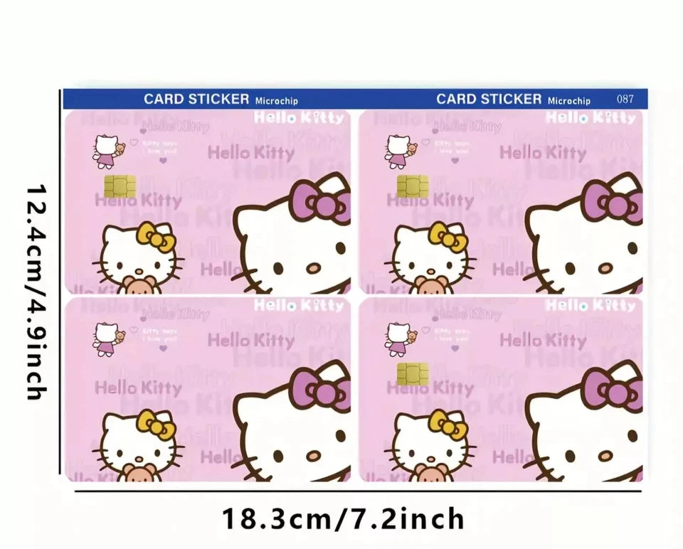 Cute Hello Kitty  Pink Kawaii Sanrio Credit Card Skin (4-Pack) | Made in USA Print on Demand